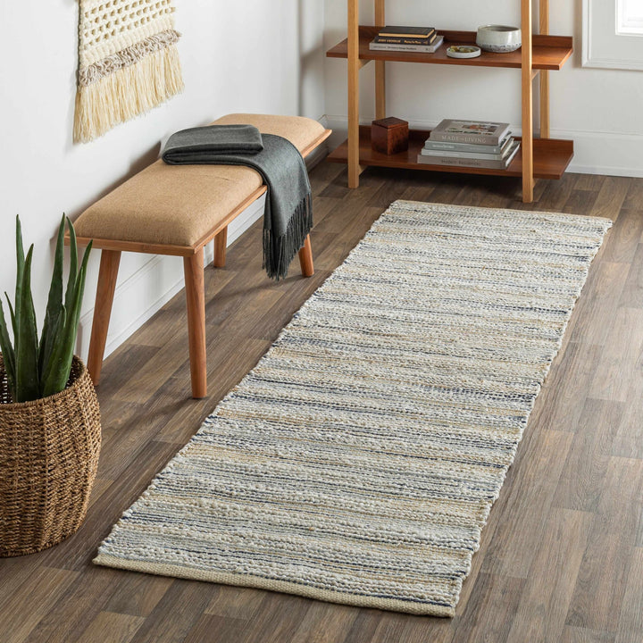 Mountmellick Modern Style Beige And Blue Hand Woven Area Rug - The Rug Decor