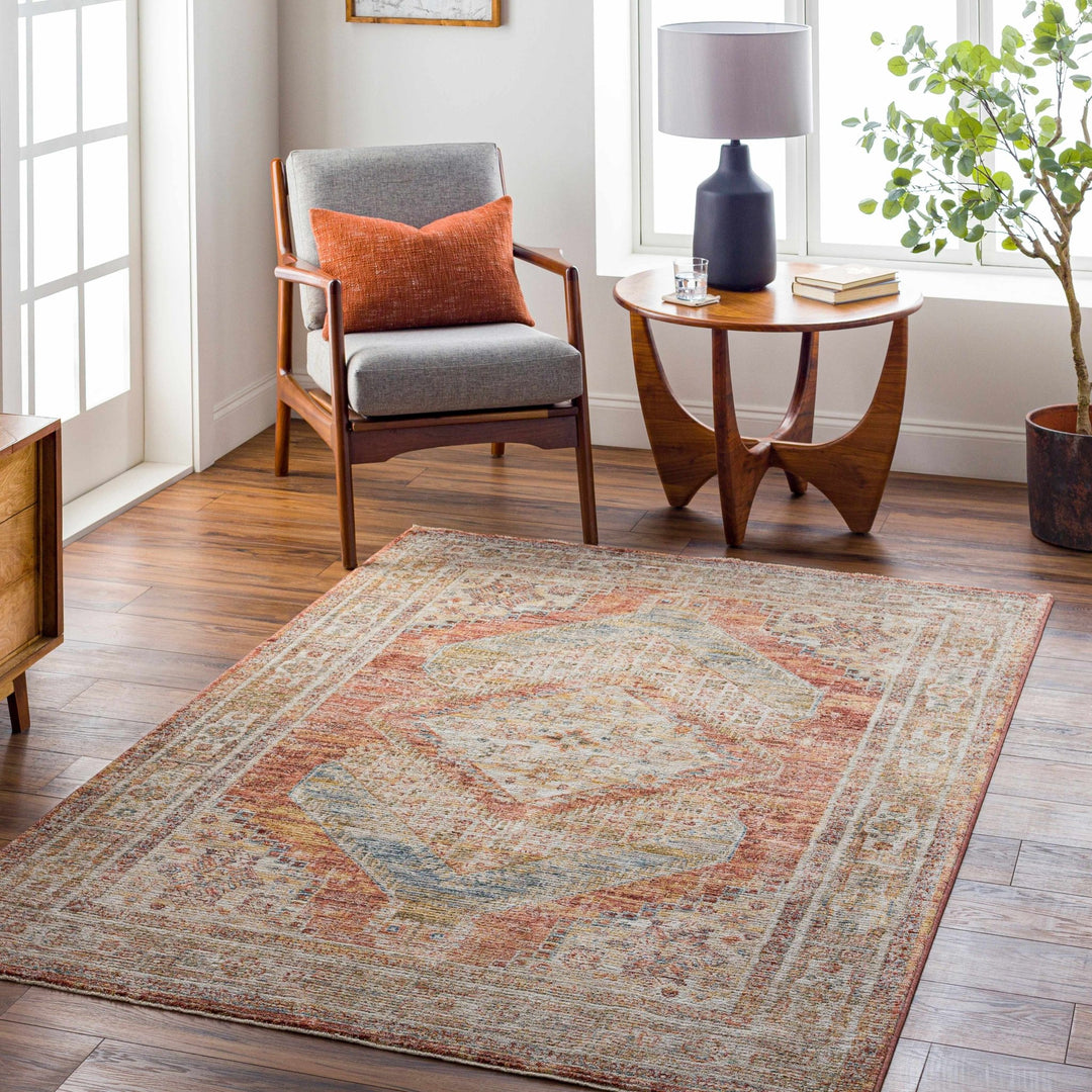 Moya Beige And Rust Traditional Medallion Design Rug - The Rug Decor