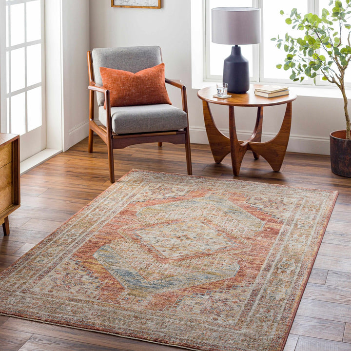 Moya Beige And Rust Traditional Medallion Design Rug - The Rug Decor