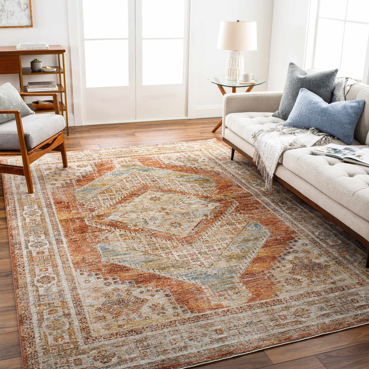 Moya Beige And Rust Traditional Medallion Design Rug - The Rug Decor