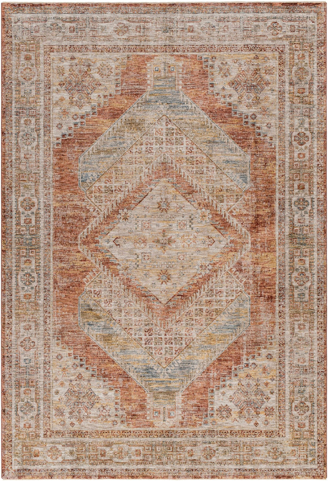 Moya Beige And Rust Traditional Medallion Design Rug - The Rug Decor