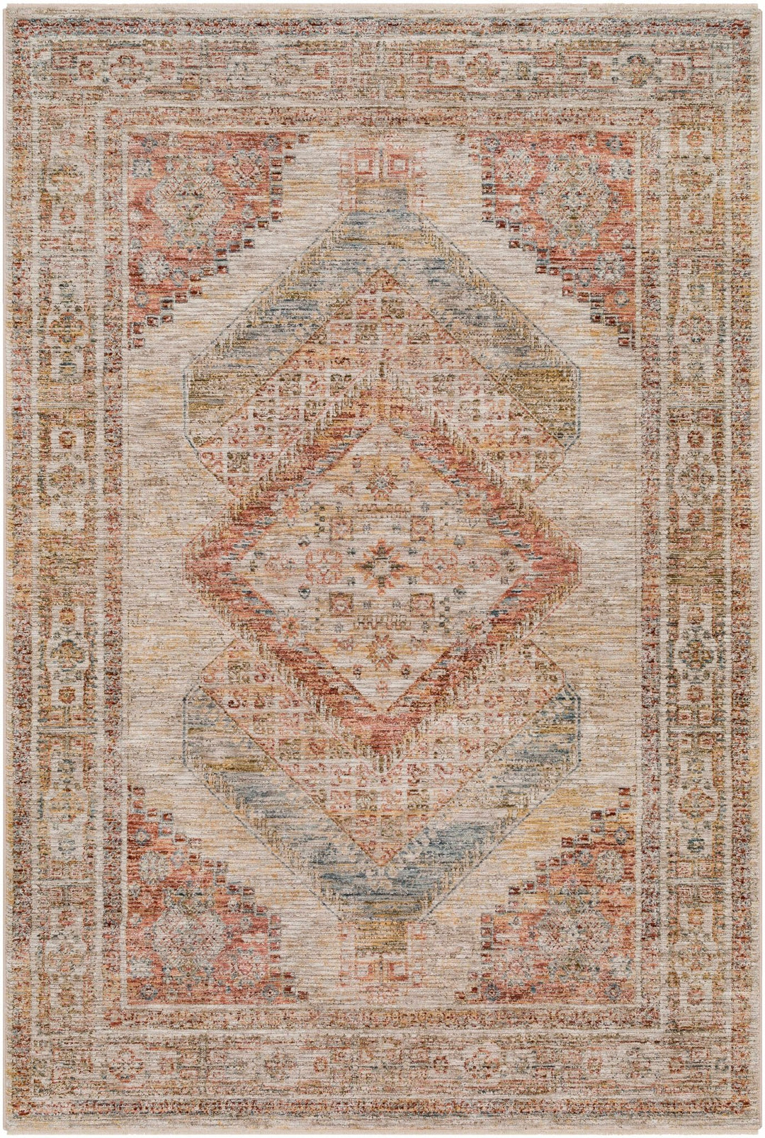 Moya Traditional Style Beige And Rust Area Rug - The Rug Decor