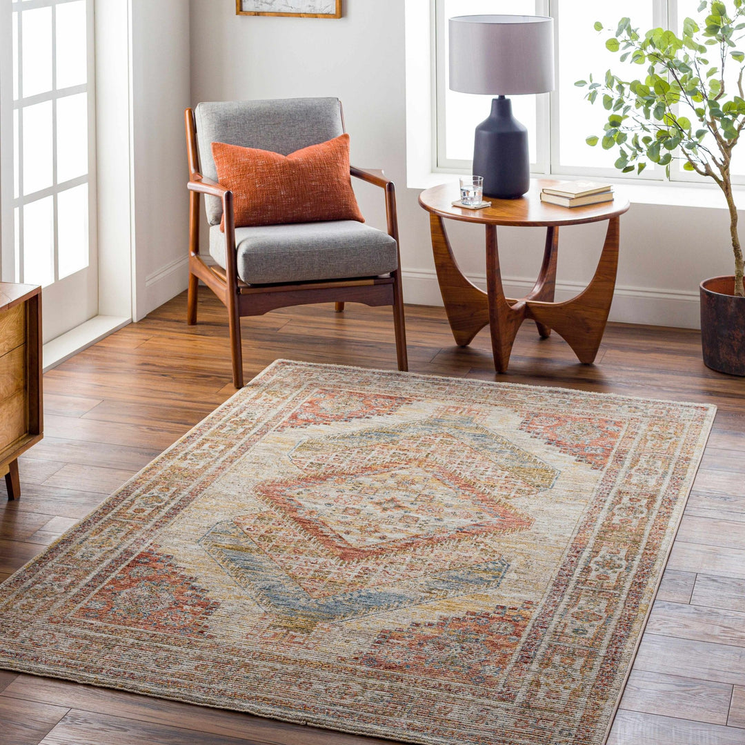 Moya Traditional Style Beige And Rust Area Rug - The Rug Decor