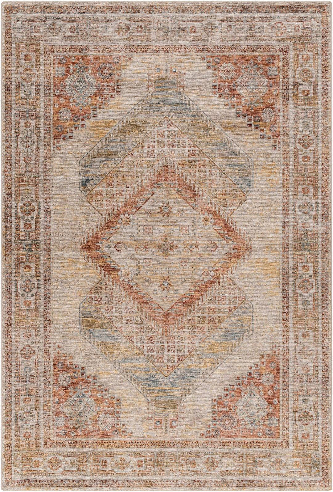 Moya Traditional Style Beige And Rust Area Rug - The Rug Decor
