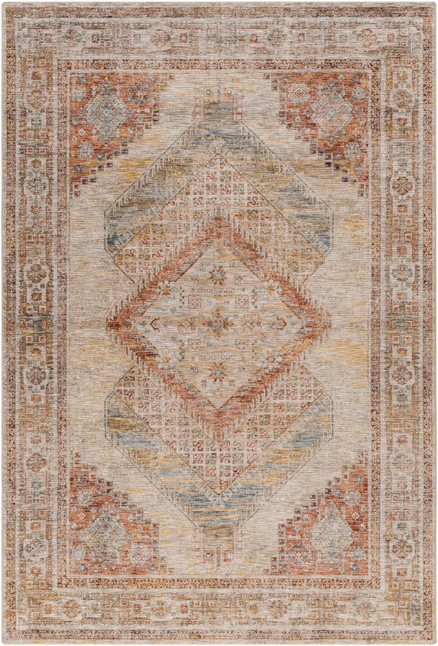 Moya Traditional Style Beige And Rust Area Rug - The Rug Decor