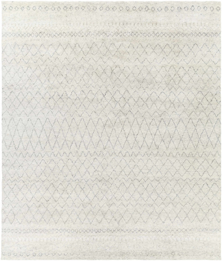Mozon Bohemian Tribal Design Gray Hand Knotted Wool Rug - The Rug Decor