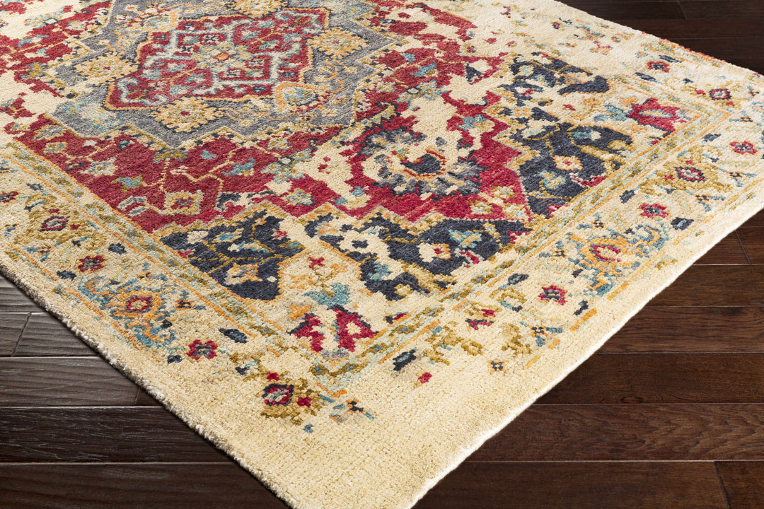 Marchand Traditional Style Beige And Red Hand Knotted Area Rug