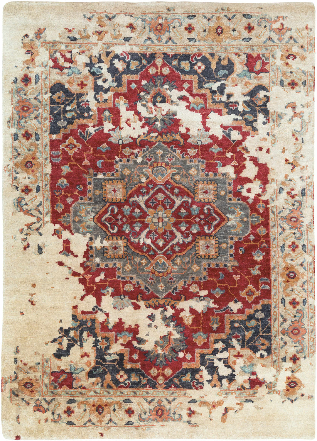 Marchand Traditional Style Beige And Red Hand Knotted Area Rug