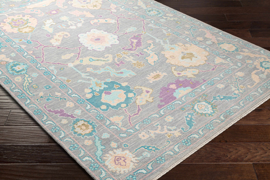 Marchwood Gray And Blue Traditional Design Hand Knotted Area Rug