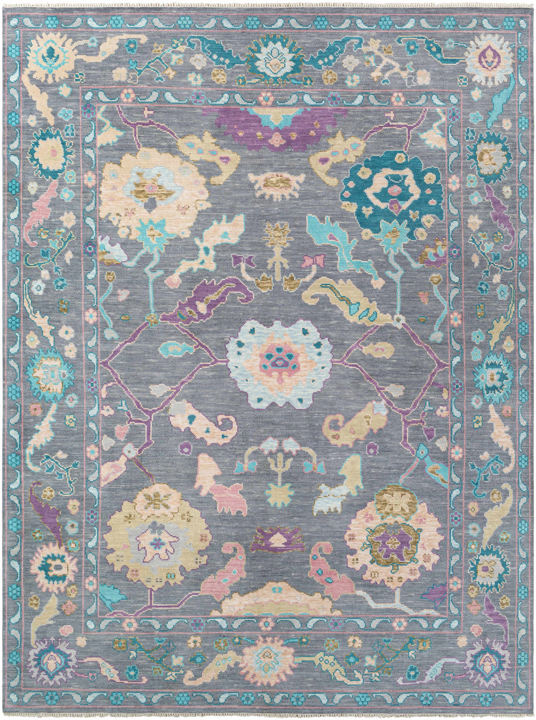 Marchwood Gray And Blue Traditional Design Hand Knotted Area Rug