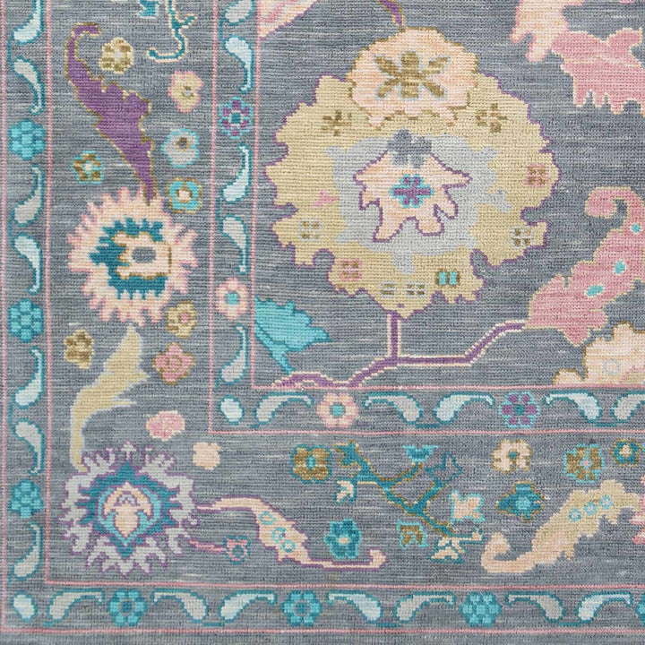Marchwood Gray And Blue Traditional Design Hand Knotted Area Rug