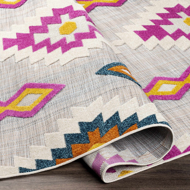 Marchwiel Modern Style Ivory And Purple Outdoor Area Rug