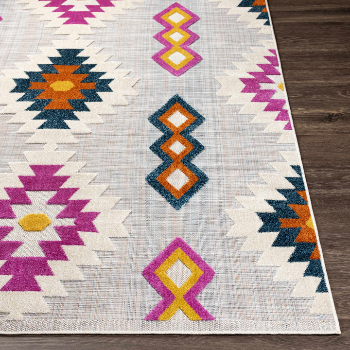 Marchwiel Modern Style Ivory And Purple Outdoor Area Rug