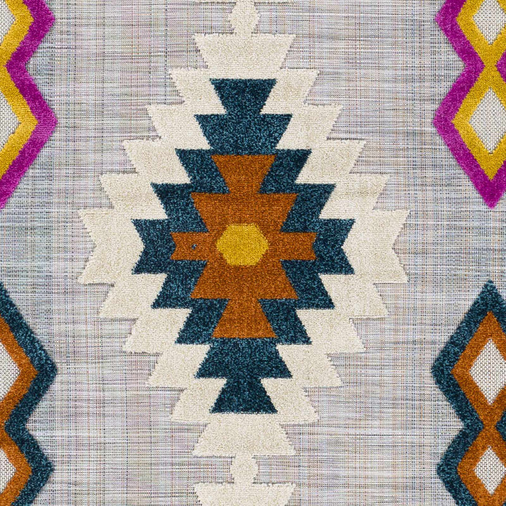Marchwiel Modern Style Ivory And Purple Outdoor Area Rug