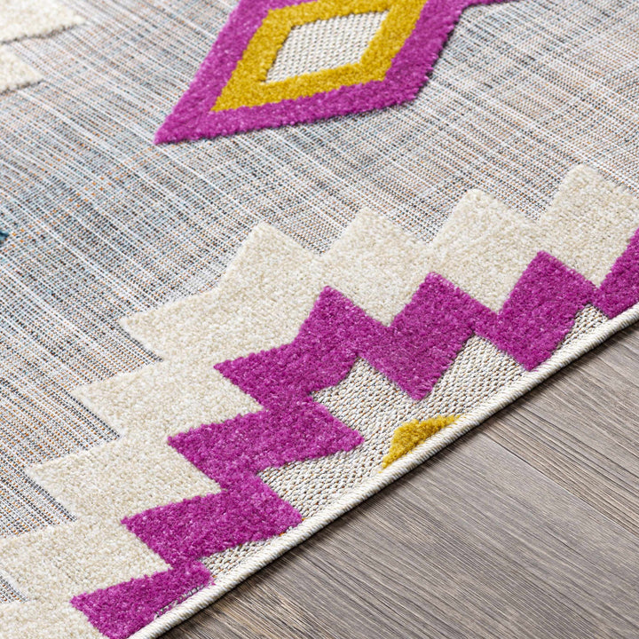 Marchwiel Modern Style Ivory And Purple Outdoor Area Rug