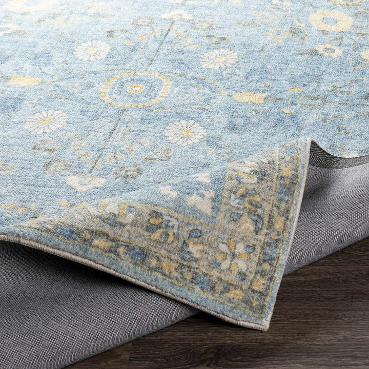 Marino Blue And Yellow Traditional Floral Design Area Rug
