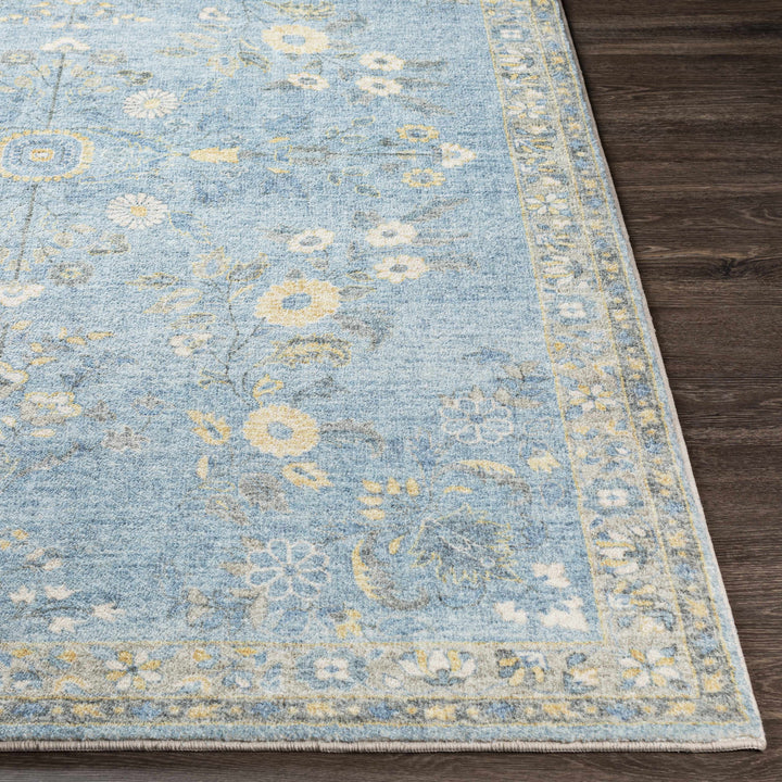 Marino Blue And Yellow Traditional Floral Design Area Rug