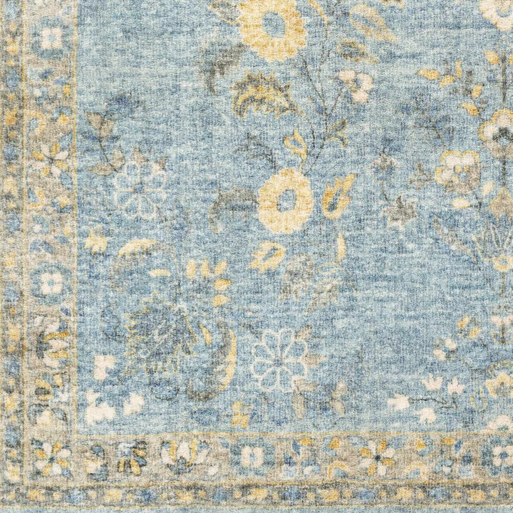 Marino Blue And Yellow Traditional Floral Design Area Rug