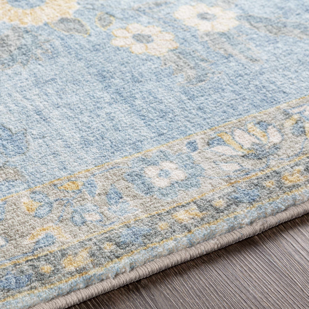 Marino Blue And Yellow Traditional Floral Design Area Rug