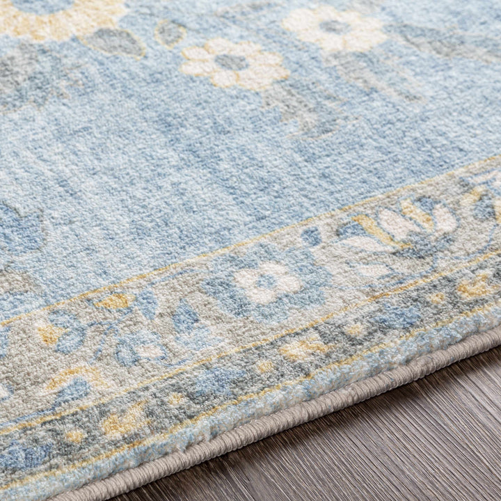 Marino Blue And Yellow Traditional Floral Design Area Rug