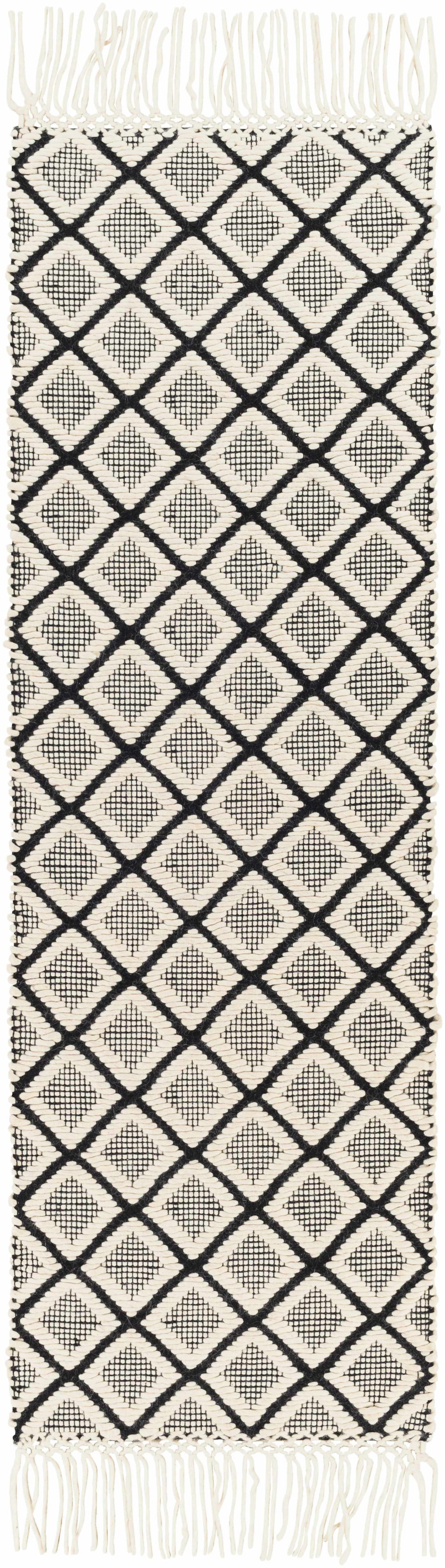 Maria Ivory And Black Modern Geometrical Hand Woven Area Rug
