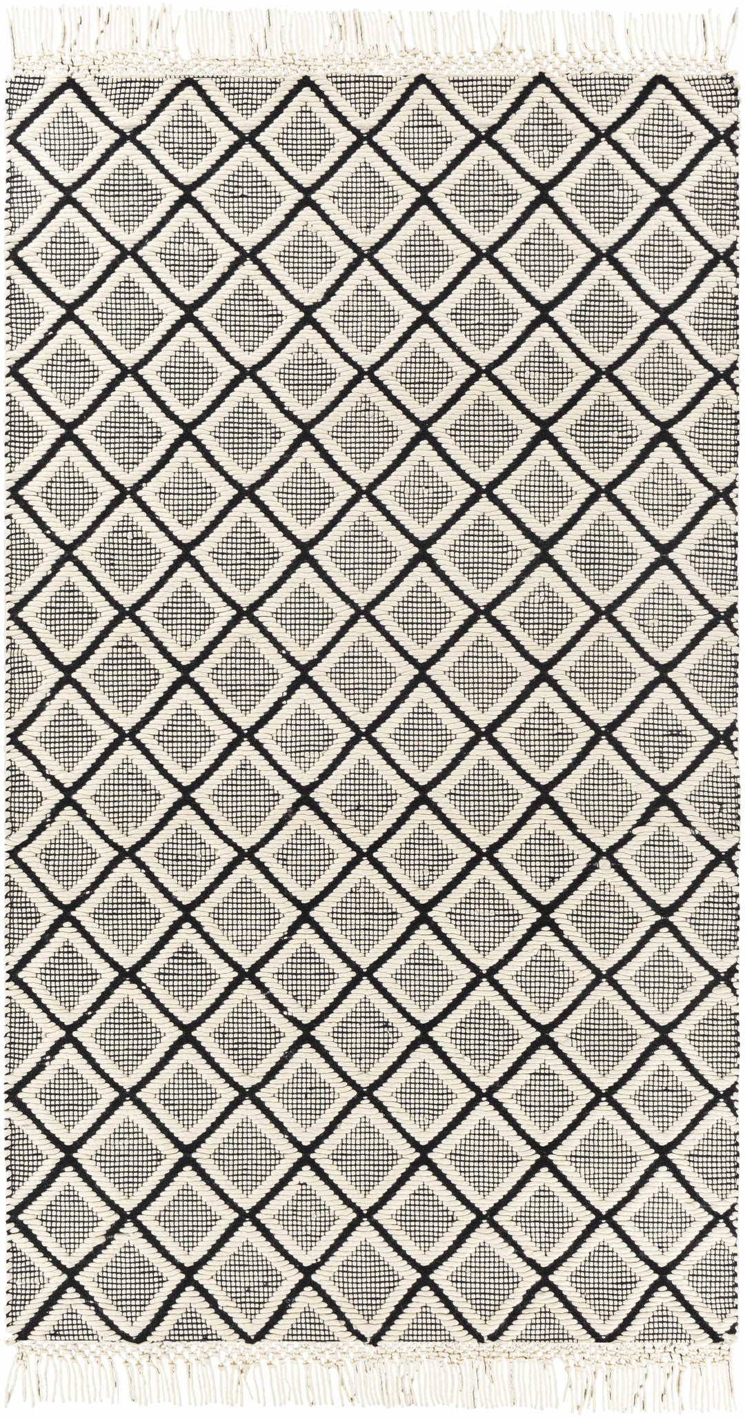 Maria Ivory And Black Modern Geometrical Hand Woven Area Rug