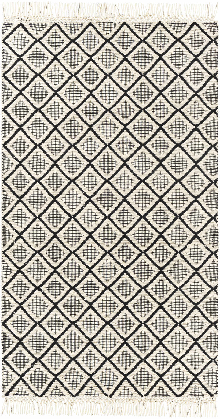 Maria Ivory And Black Modern Geometrical Hand Woven Area Rug