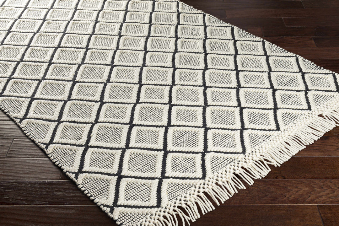 Maria Ivory And Black Modern Geometrical Hand Woven Area Rug