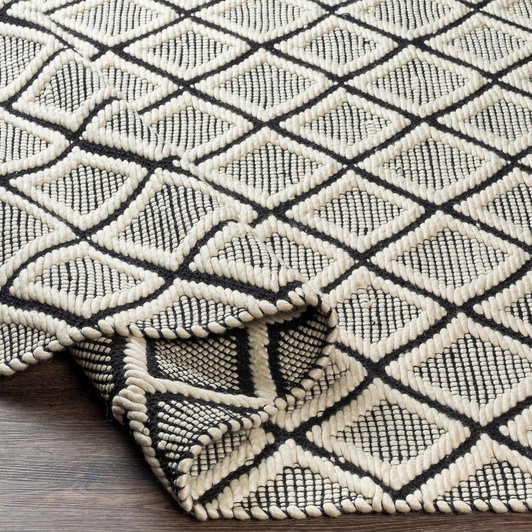 Maria Ivory And Black Modern Geometrical Hand Woven Area Rug