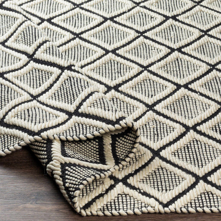 Maria Ivory And Black Modern Geometrical Hand Woven Area Rug