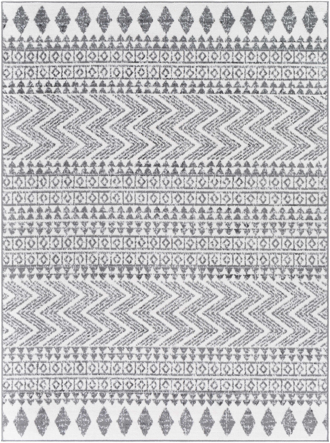 Massapequa Ivory And Gray Modern Geometrical Design Area Rug