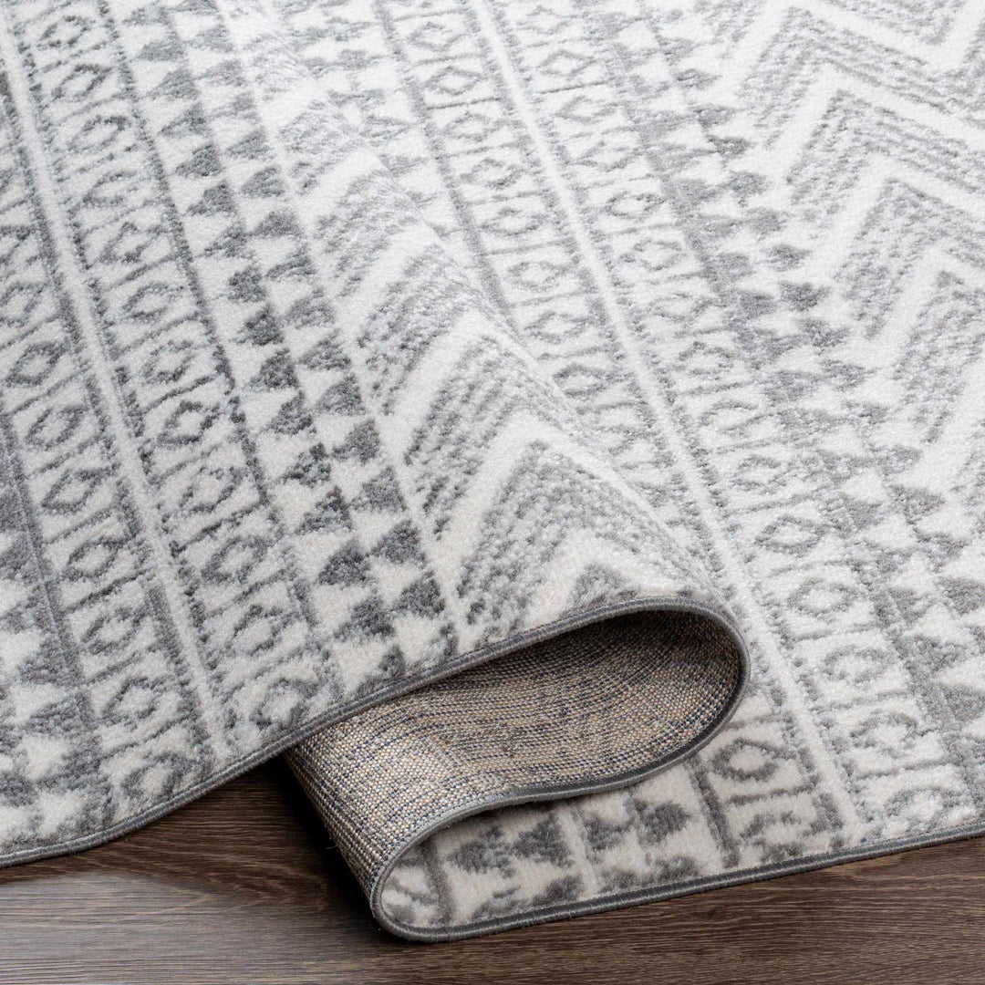 Massapequa Ivory And Gray Modern Geometrical Design Area Rug