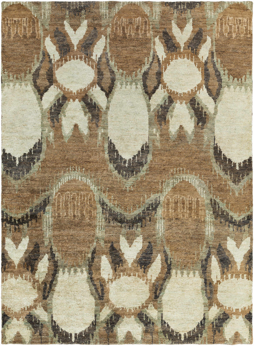 Mitchellville Modern Style Beige And Brown Hand Knotted Area Rug