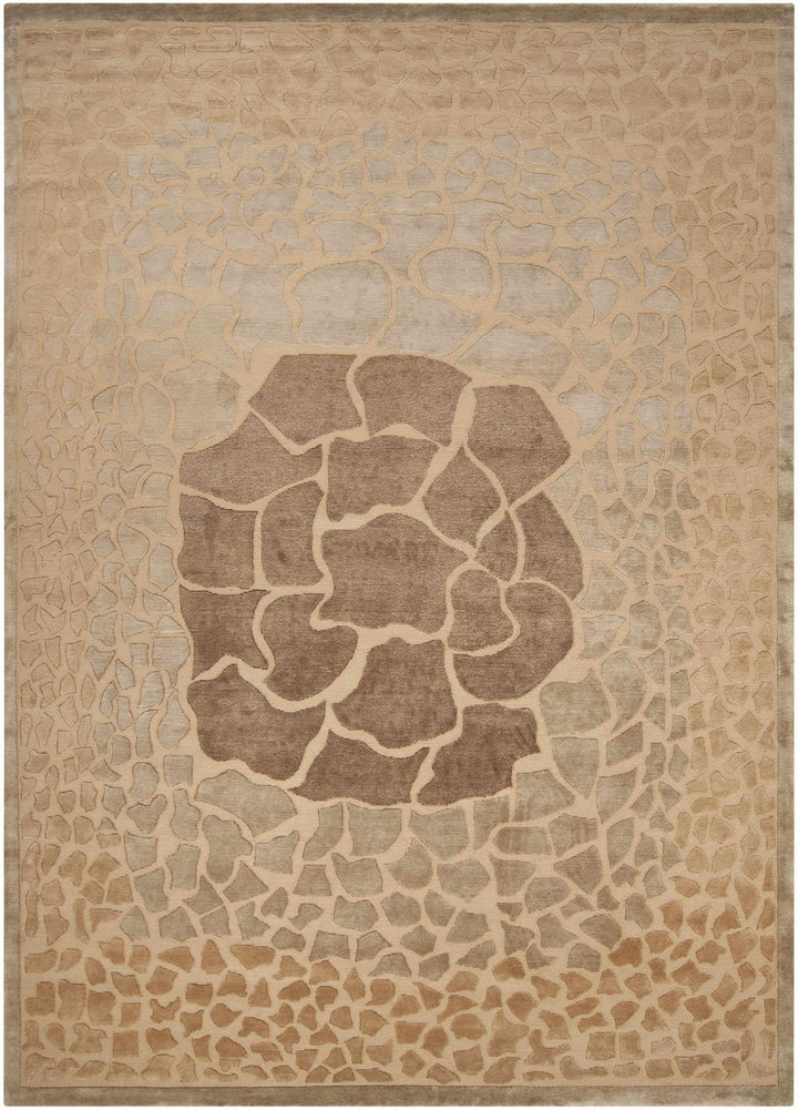 Mulliken Brown Contemporary Style Hand Knotted Wool Area Rug - The Rug Decor