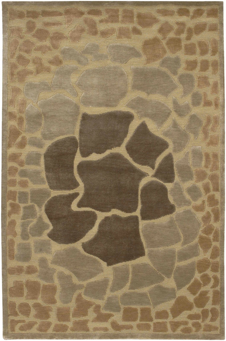 Mulliken Brown Contemporary Style Hand Knotted Wool Area Rug - The Rug Decor