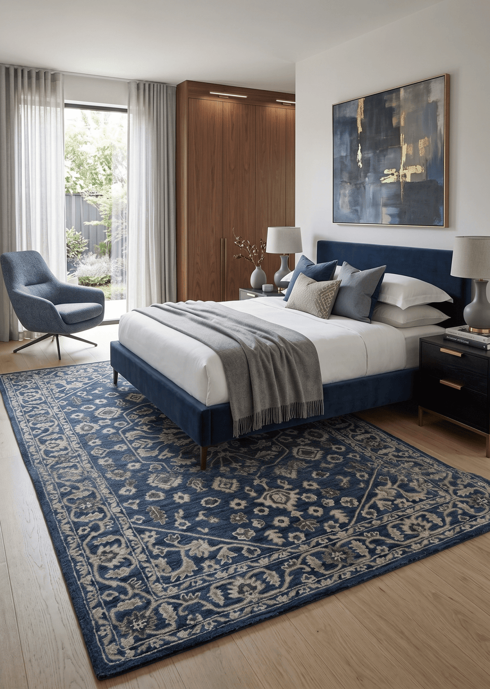 Multi Size Hand Tufted Blue and Beige Traditional Medallion 8x10, 9x12 Antique Style Rug, Kids, Living Room and Bedroom Rug | TRD6441 - The Rug Decor