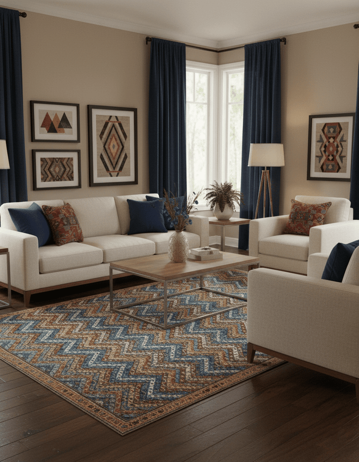 Multicolor Modern Chevron Design 7x10 Hand Knotted wool Area Rug - The Rug Decor