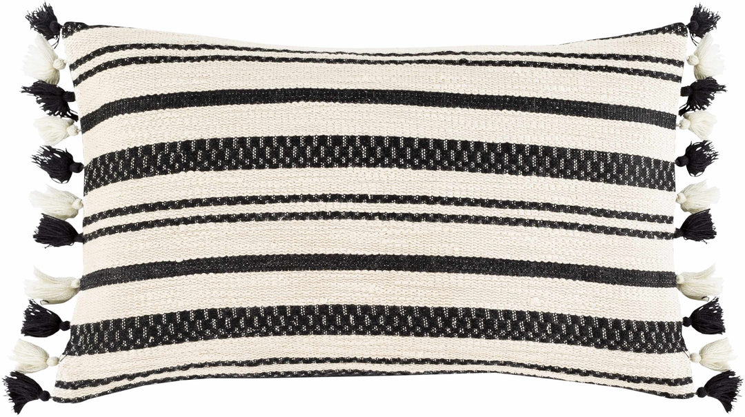 Munden Beige and Black Striped Lumbar Pillow