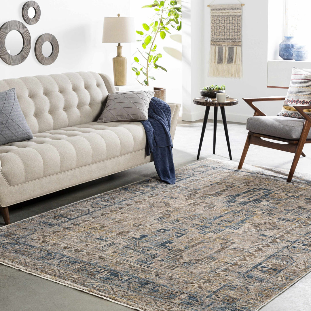 Mundesley Traditional Style Beige And Blue Area Rug - The Rug Decor