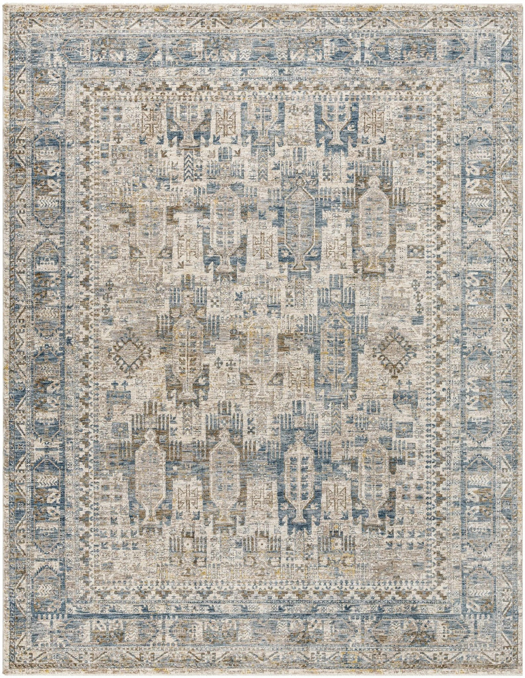 Mundesley Traditional Style Beige And Blue Area Rug - The Rug Decor