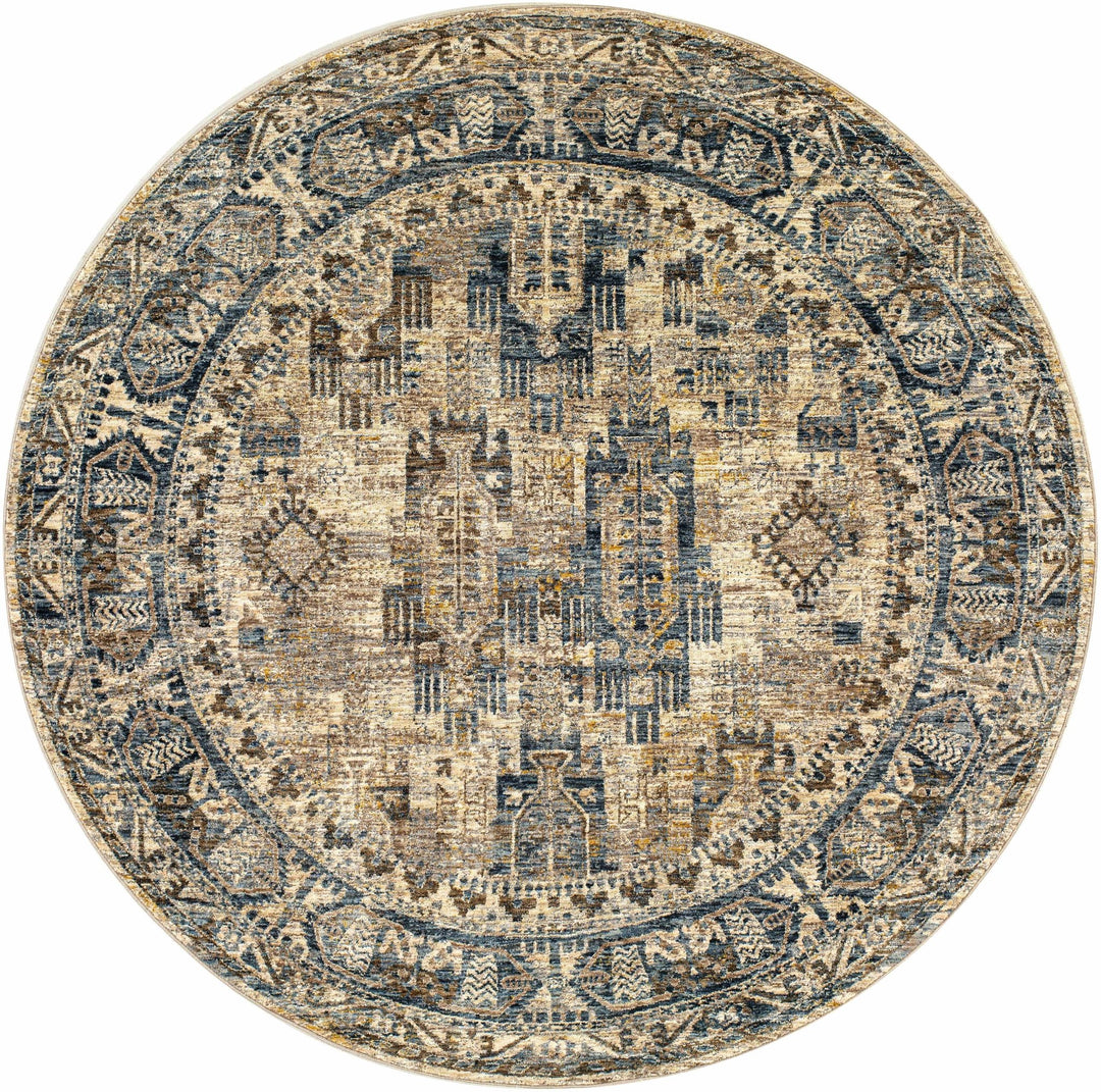 Mundesley Traditional Style Beige And Blue Area Rug - The Rug Decor