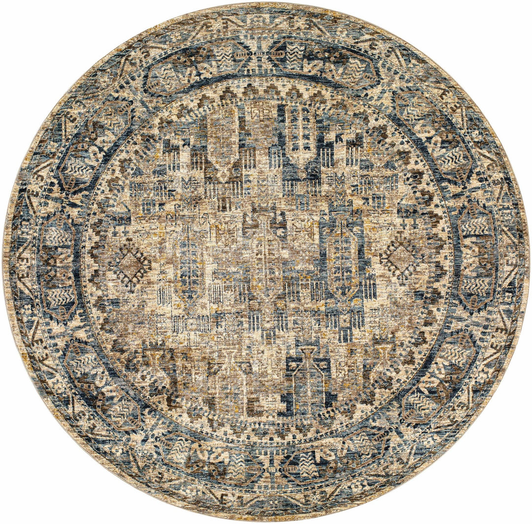 Mundesley Traditional Style Beige And Blue Area Rug - The Rug Decor