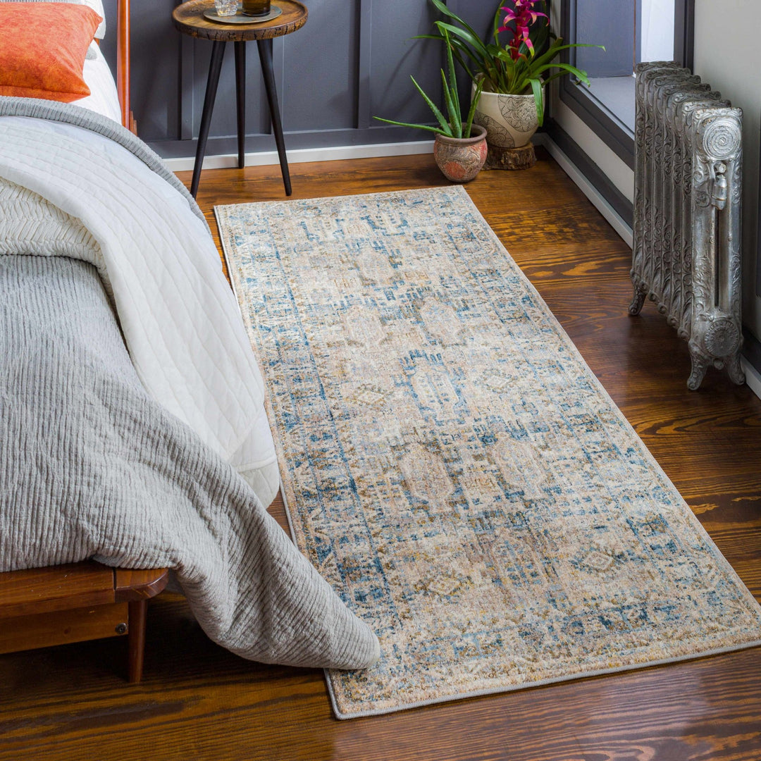 Mundesley Traditional Style Beige And Blue Area Rug - The Rug Decor