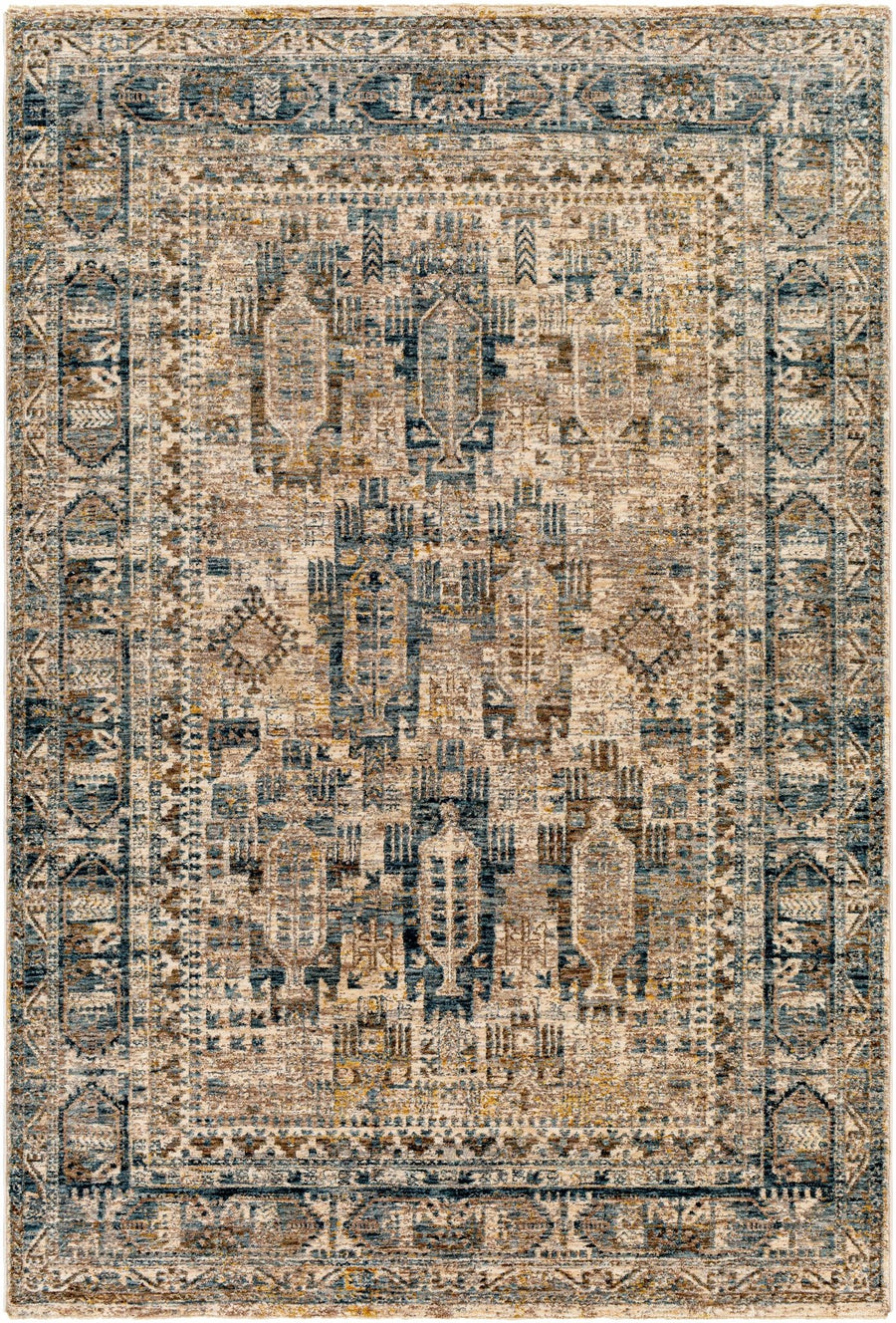 Mundesley Traditional Style Beige And Blue Area Rug - The Rug Decor
