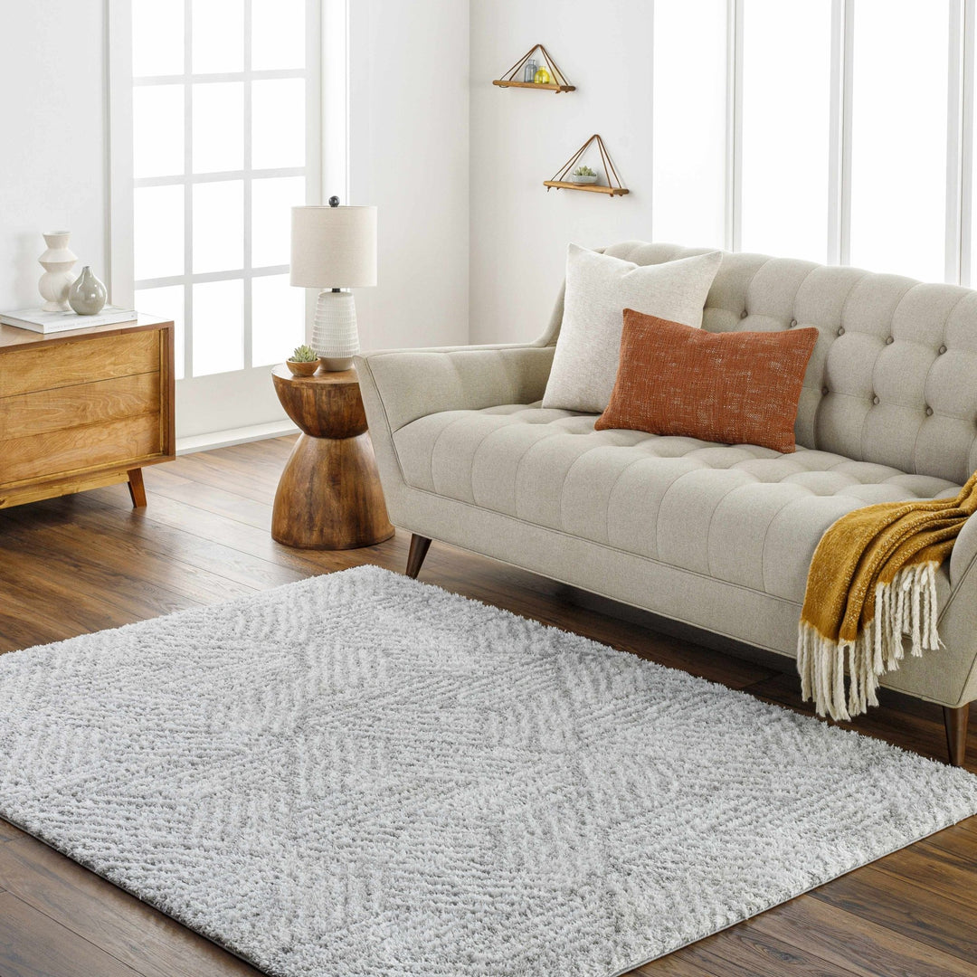 Mura Gray And Ivory Contemporary Style Area Rug - The Rug Decor