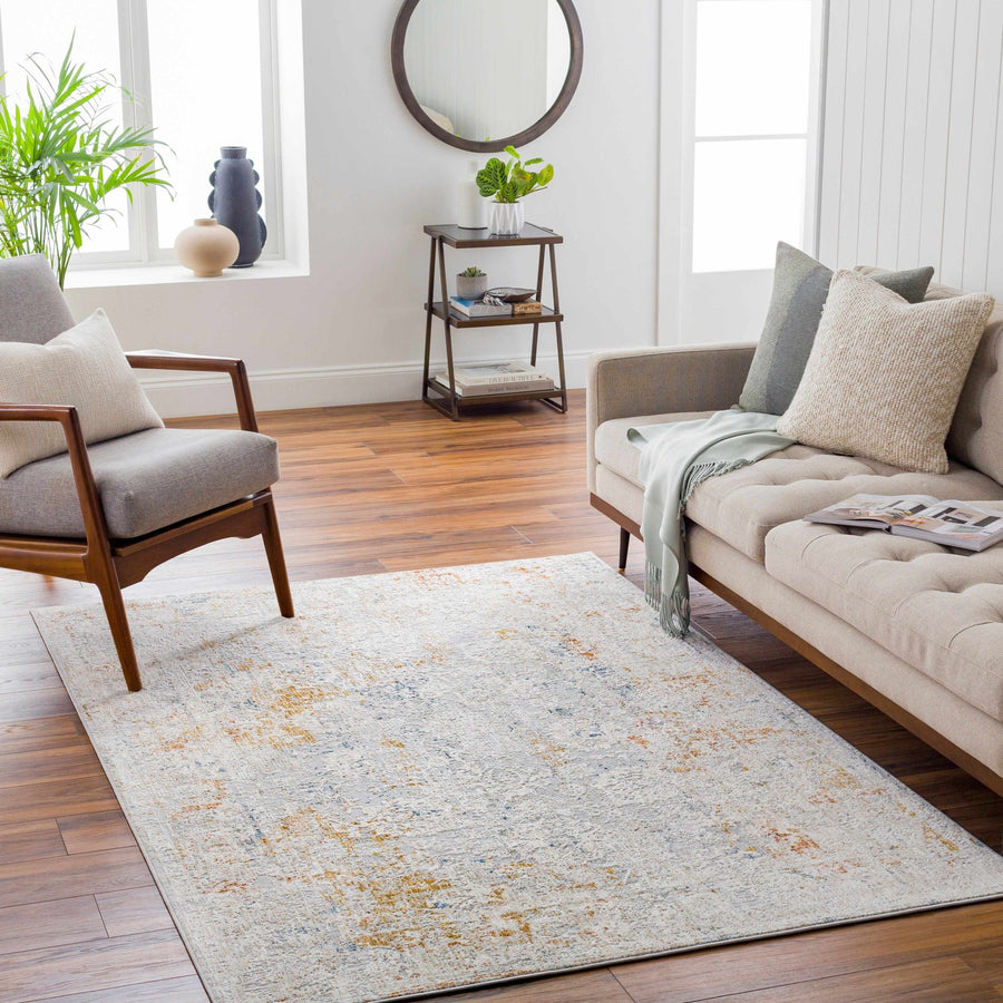 Mustard And Ivory Traditional Style Machine Woven Area Rug - The Rug Decor
