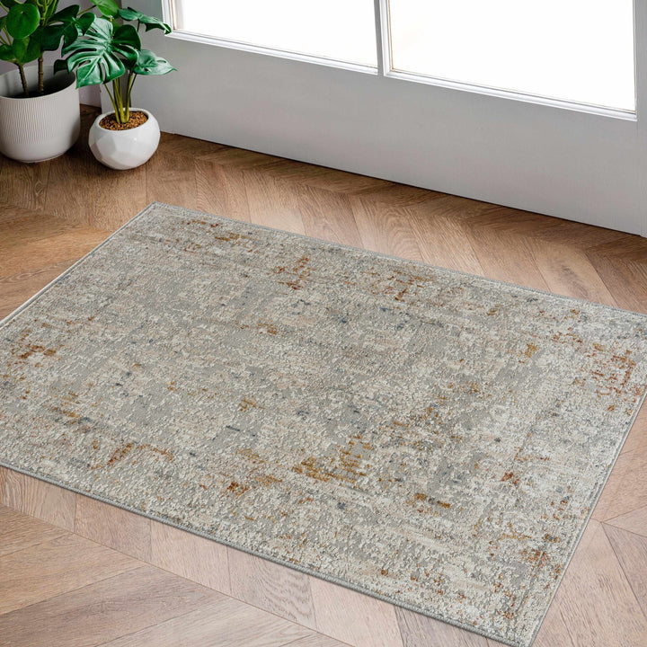Mustard And Ivory Traditional Style Machine Woven Area Rug - The Rug Decor