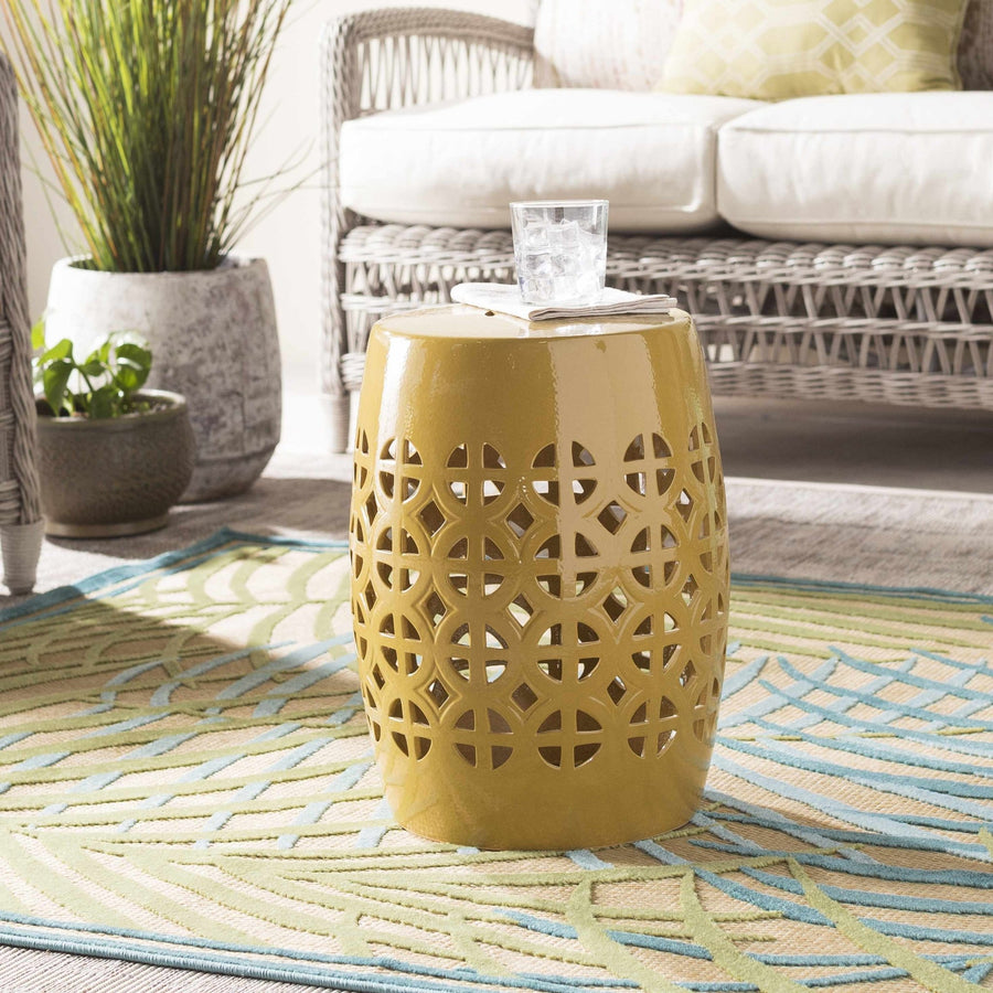 Mustard Ceramic outdoor safe Side Table - The Rug Decor