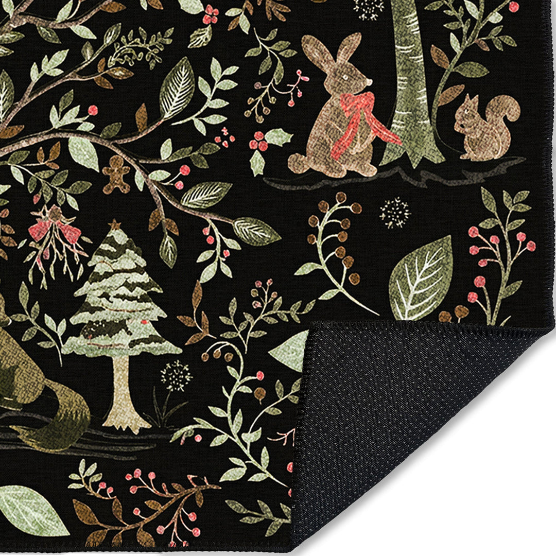 Myrado Christmas Black Machine Washable Cotton Area Rug - The Rug Decor