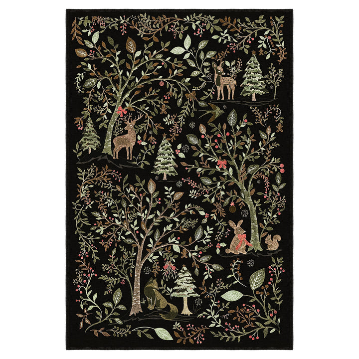 Myrado Christmas Black Machine Washable Cotton Area Rug - The Rug Decor